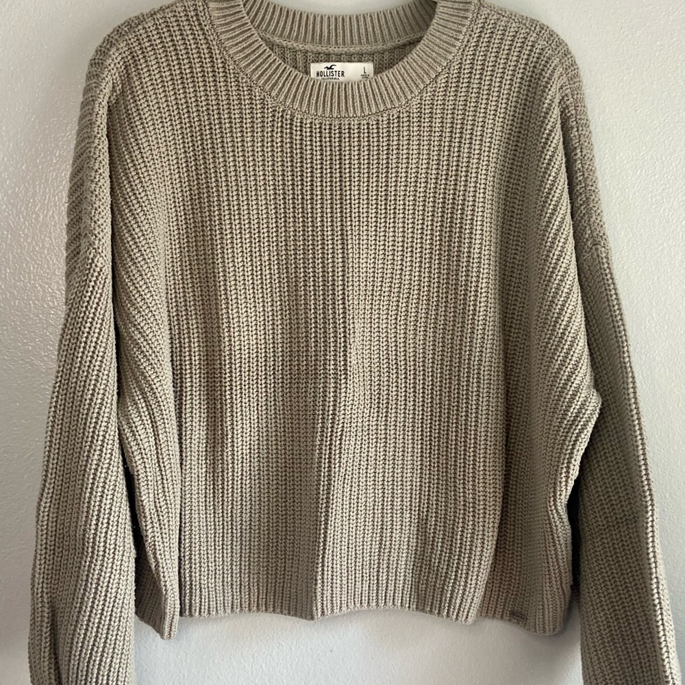 Hollister Women's‎ Cream Knit Sweater